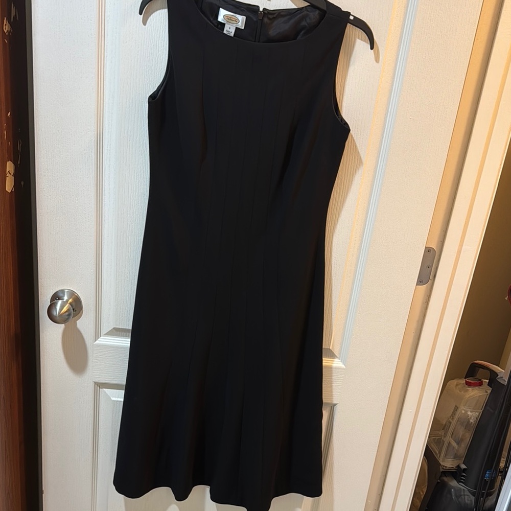 Talbots Black Sheath Midi Dress Crew Neck Sleeveless